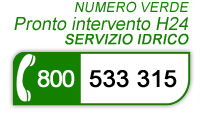 Pronto intervento H24 servizio idrico 800 533 315